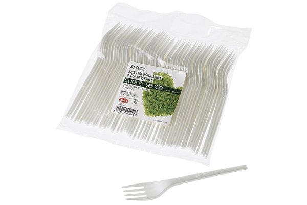Forchetta bio in fibra di mais CPLA cm. 16 - Posate e piatti biodegradabili