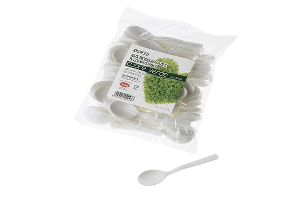 Cucchiaino bio in fibra di mais CPLA cm. 10 - Posate e piatti biodegradabili