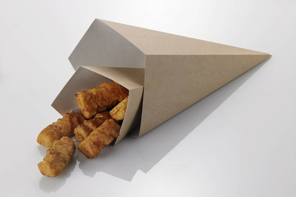 Cono da fritti piccolo in carta Kraft+PE - cm7x7x17,5h - Street food, take away e asporto