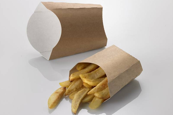 Contenitore da fritti piccolo in carta Kraft+PE - cm 10,5x10,5hx5,5 - Street food, take away e asporto