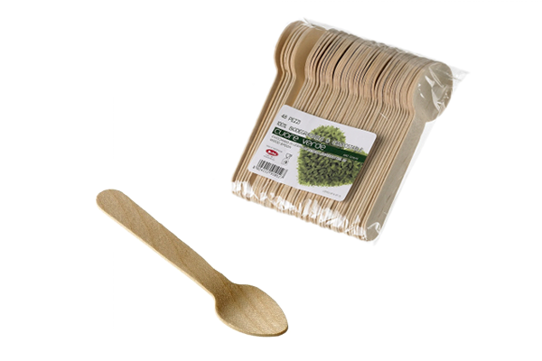 Cucchiaino in legno bio 9,5 cm - Posate e piatti biodegradabili