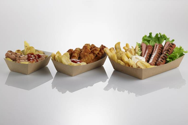 Vaschetta da fritti piccola in carta Kraft+PE - cm 13x9,5x4,8h  - Street food, take away e asporto